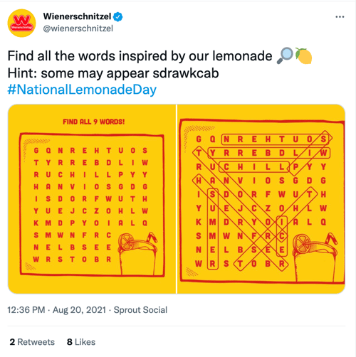 Wienerschnitzel National Lemonade Day Social Media Holiday Tweet